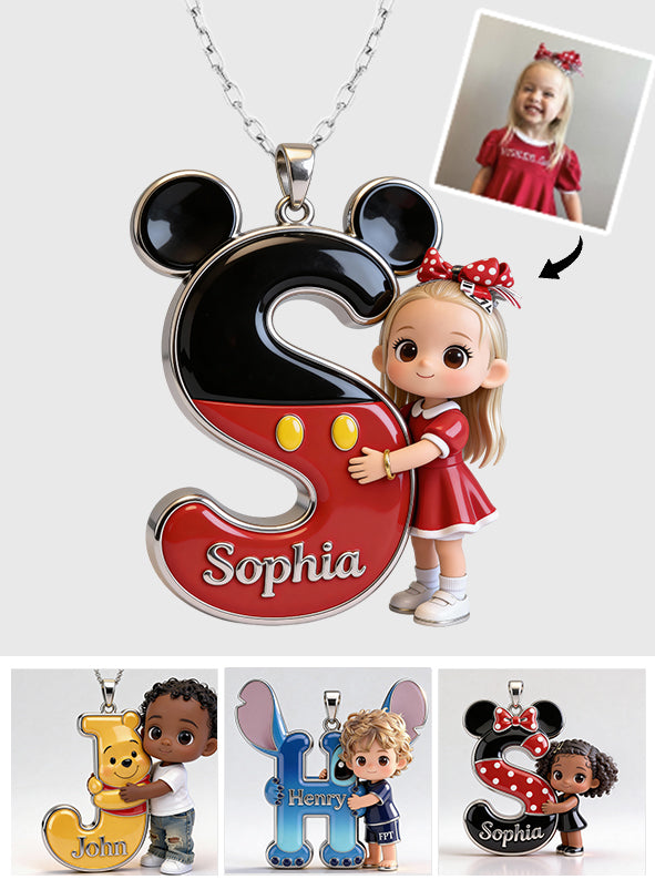 Cute Cartoon Letter - Personalized Mouse Shaped Metal Pendant Necklace