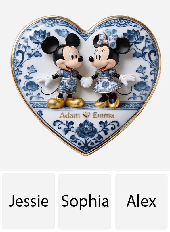 Blue & White Mouse Couple - Personalized Mouse 3D Embossed Enamel Pin