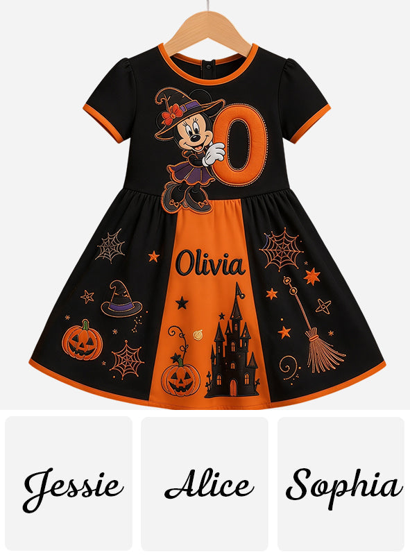 Happy Halloween Gift For Kids - Personalized Mouse Kid Ruffle Sleeve Dress