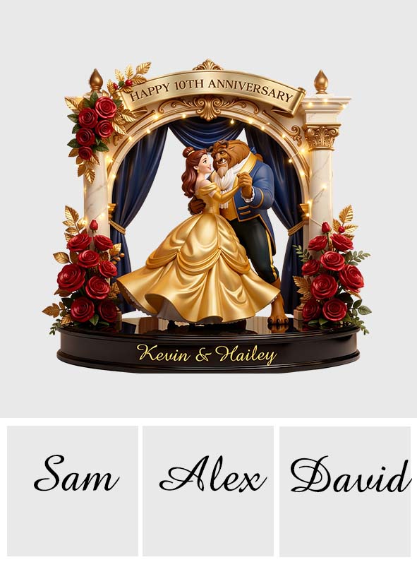 Anniversary Couple Gift - Personalized Beauty And The Beast Custom Shaped Acrylic Plaque