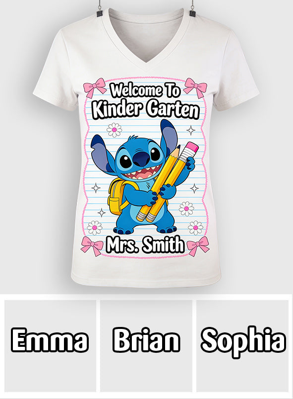Happy To See Your Face - Personalized Teacher Fully Printed V-Neck T-Shirt