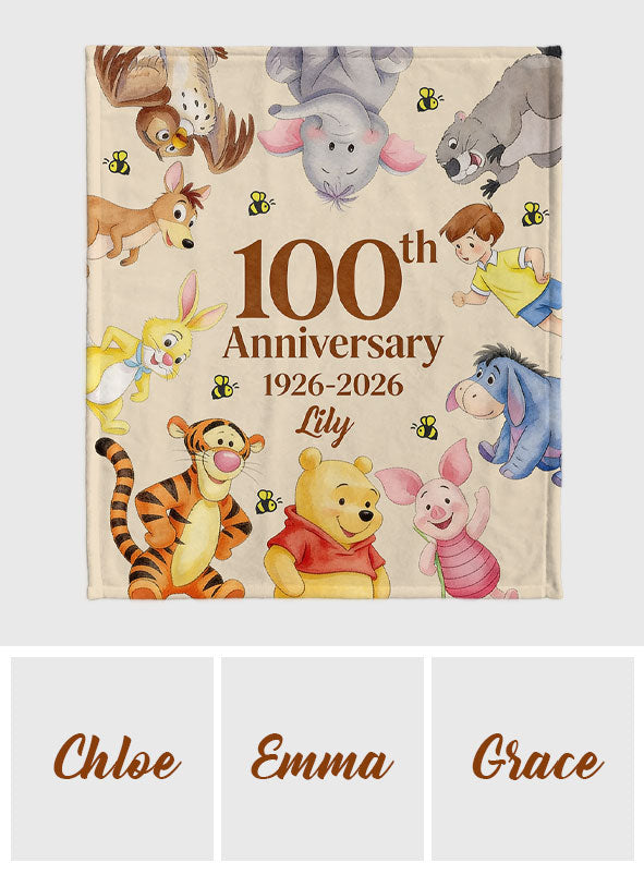 100th Anniversary - Personalized Yellow Bear Blanket