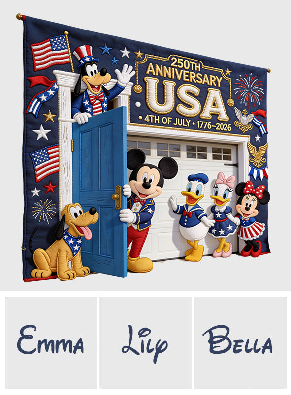 Celebrate Independence Day 4th of July - Personalized Mouse Garage Door Banner