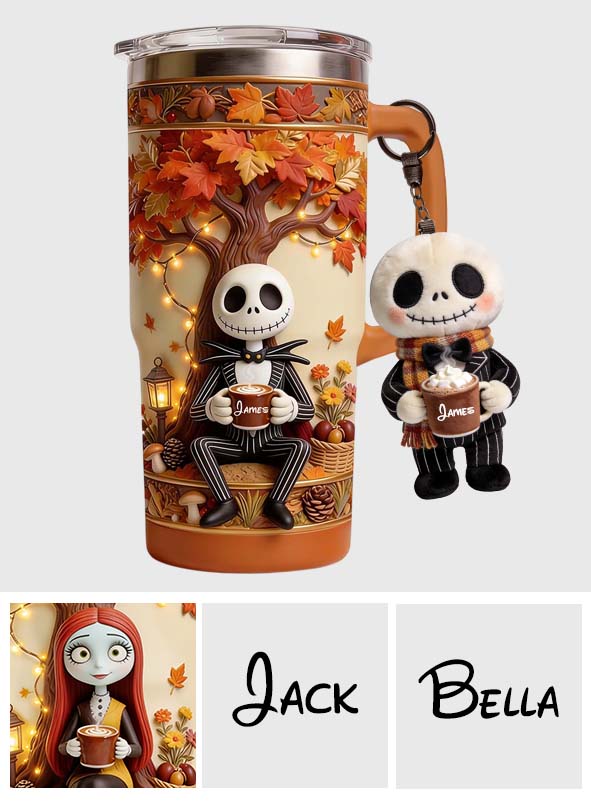 Fall Vibes - Personalized Nightmare Tumbler With Plush Charm