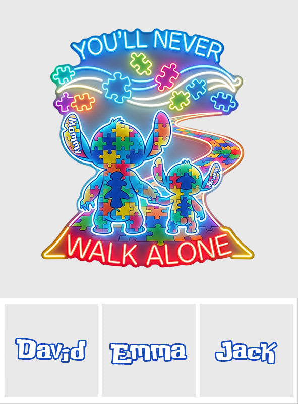 You'll Never Walk Alone - Personalized Autism Awareness Neon LED Light Sign