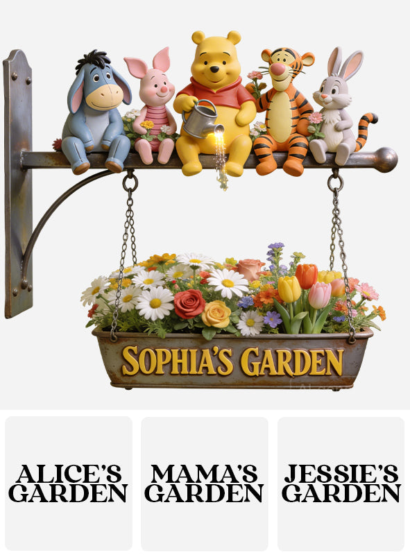 My Beautiful Garden - Personalized Yellow Bear Wooden Wall Mount Sign