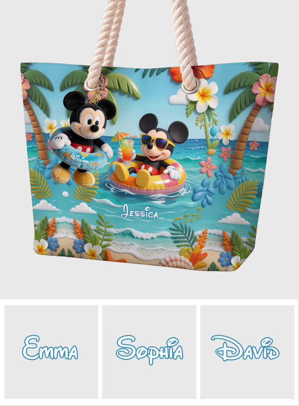 Summer Vibes Mouse Ears - Personalized Mouse Beach Bag With Plush Charm