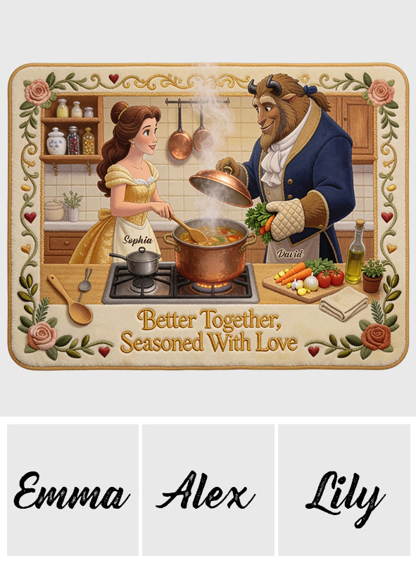 Better Together, Seasoned With Love - Personalized Beauty And The Beast Non-Slip Tufted Rug