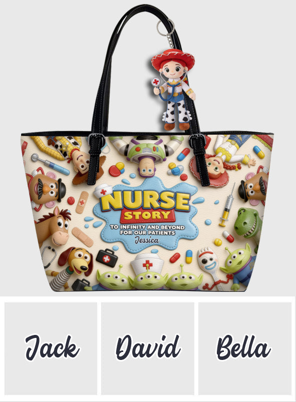 Nurse Story - Personalized Nurse Leather Bag With Plush Charm