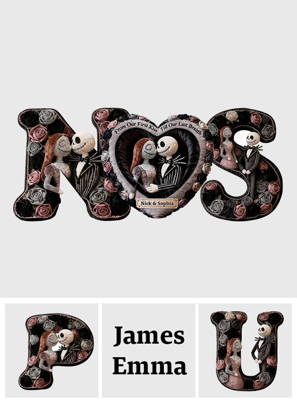 From Our First Kiss - Personalized Nightmare Faux Fur Shaped Pillow