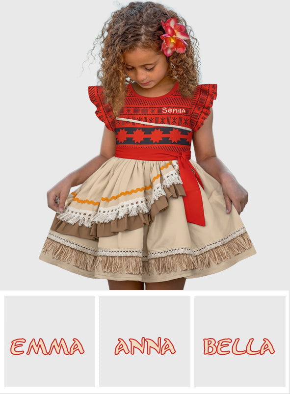 The Princess Of The Sea - Personalized Island Princess Kid Ruffle Sleeve Dress