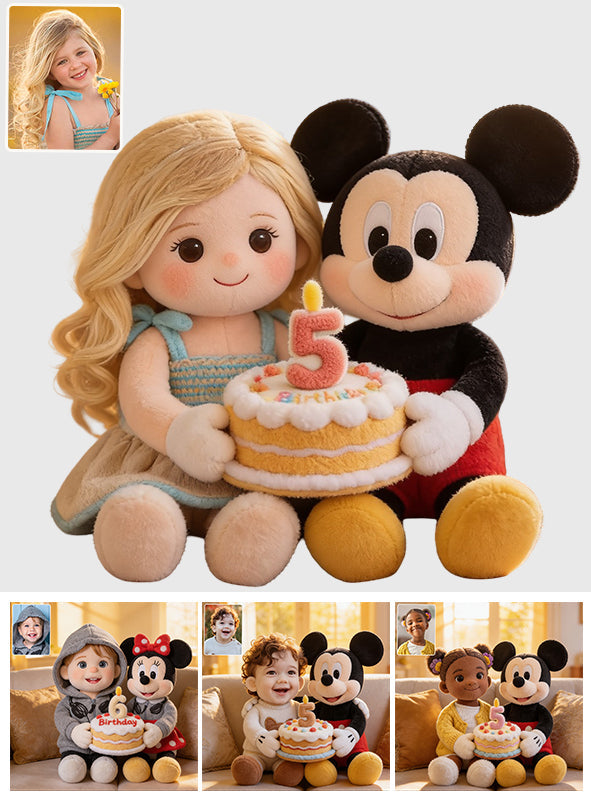 Cartoon Mouse & Friend, Birthday Gift - Personalized Kid Premium Faux Fur Pillow