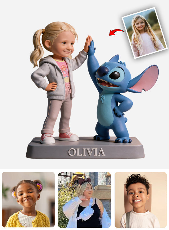 Blue Alien Friend - Personalized Ohana Custom Shaped Acrylic Plaque