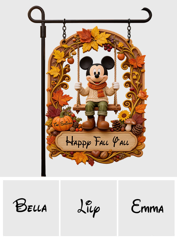 Happy Fall Y'all - Personalized Mouse Wood Sign With Stake