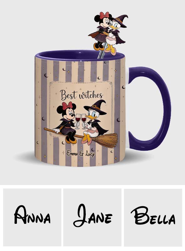 Best Witches, Besties Gift Idea - Personalized Witch Set Accent Mug with Acrylic Stirrers