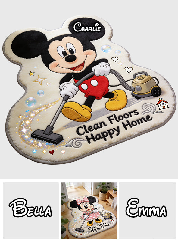 Clean Floors Happy Home - Personalized Mouse Non-Slip Tufted Rug