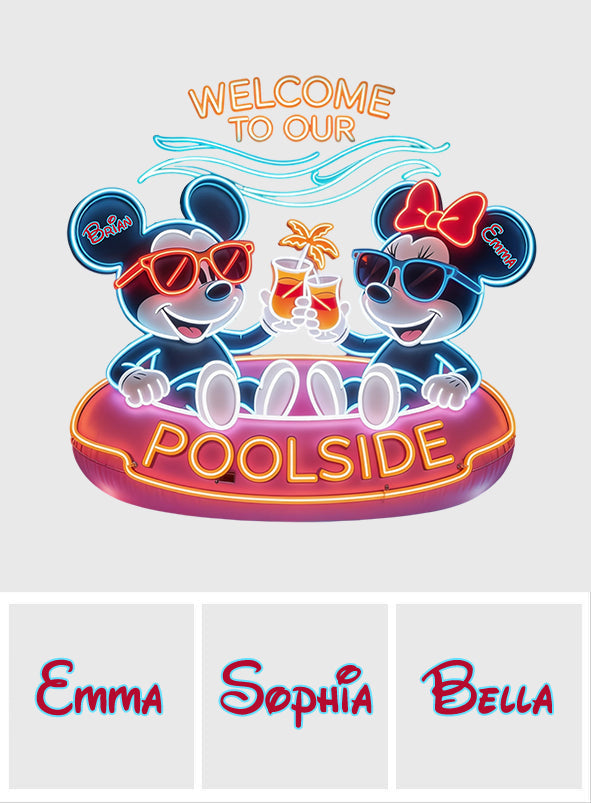 Welcome To Our Poolside - Personalized Mouse Neon LED Light Sign