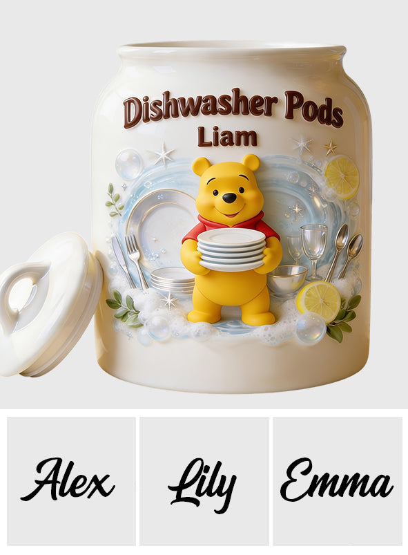 Dishwasher Pods - Personalized Yellow Bear Dishwasher Pod Container