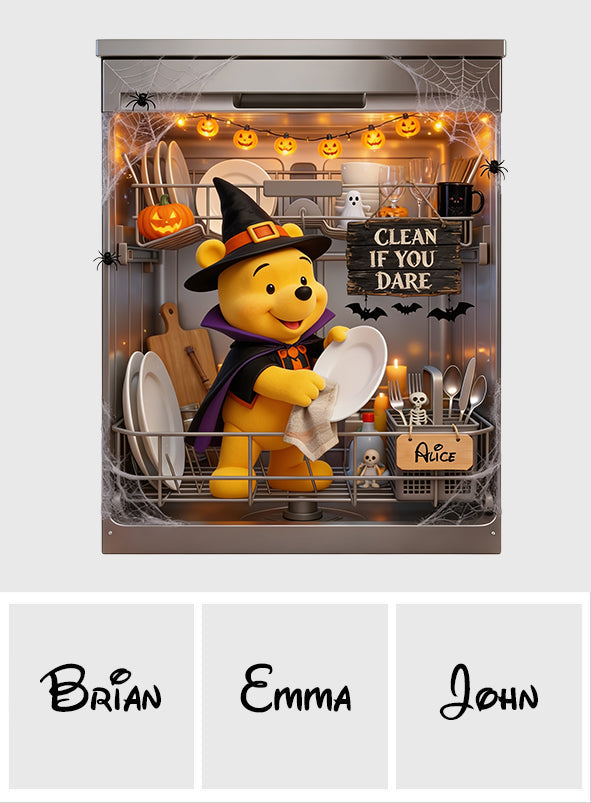 Clean If You Dare - Personalized Yellow Bear Dishwasher Cover