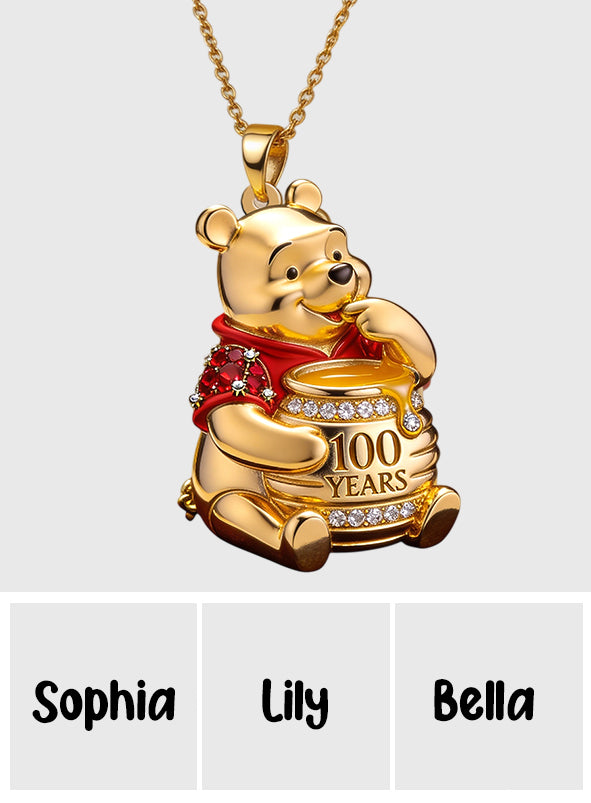 100th Anniversary - Personalized Yellow Bear Shaped Metal Pendant Necklace