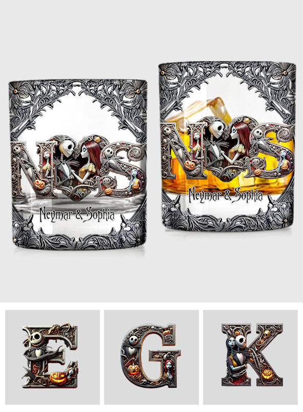 Nightmare Couple Name Initial Letter - Personalized Nightmare Whiskey Glass