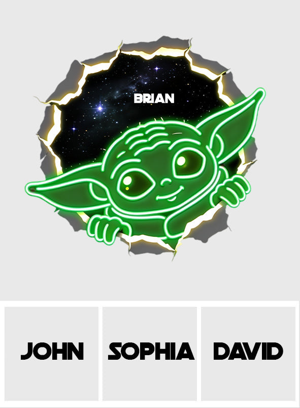 Green Space Baby, Baby The Yoda - Personalized The Force Neon LED Light Sign