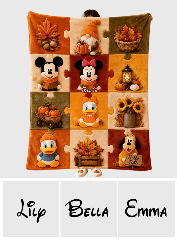 Autumn Vibes, Cartoon Mouse Fans Gift - Personalized Mouse Blanket