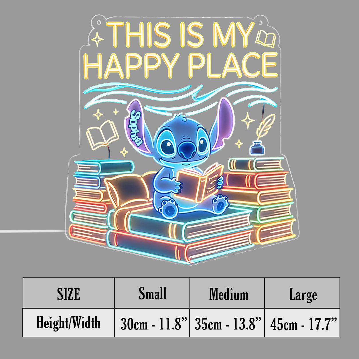 Cartoon Alien Book Lover - Personalized Ohana Neon LED Light Sign