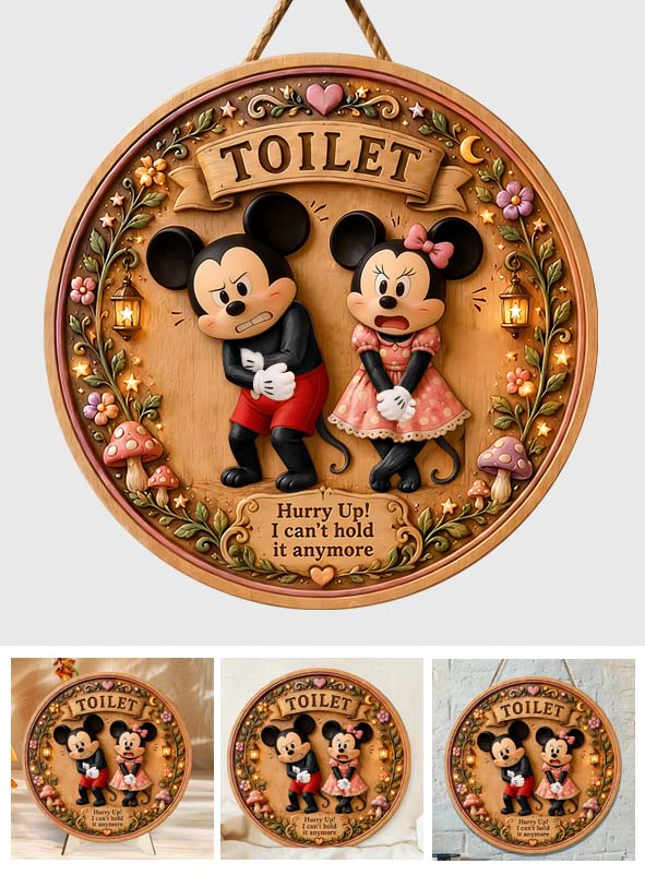 Cartoon Mouse Fans, Toilet Door Sign - Mouse 2 Layered Wood Sign / Wood Plaque