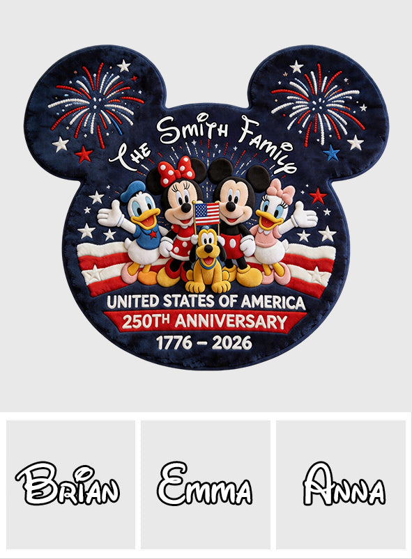 USA 250th Anniversary - Personalized Mouse Shaped Doormat/ Rug
