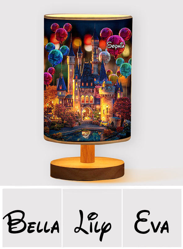 The Magical Castle - Personalized Mouse Table Lamp With Wood Base