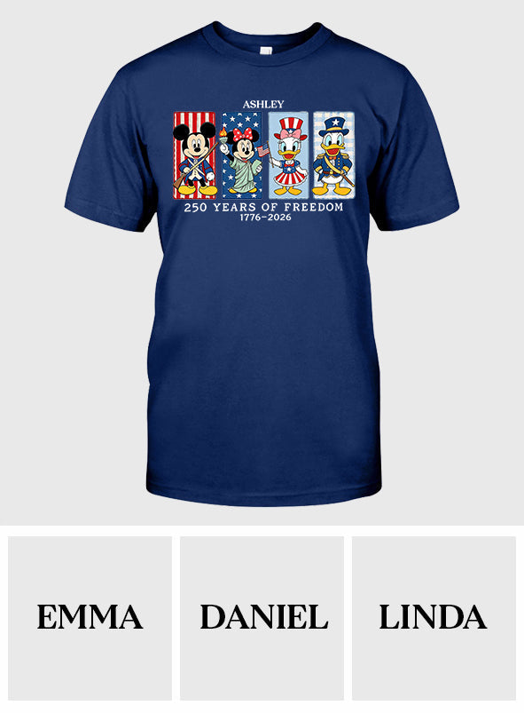 Mouse & Friends 250 Years Of Freedom 1776 - 2026 - Personalized Mouse T-shirt And Hoodie