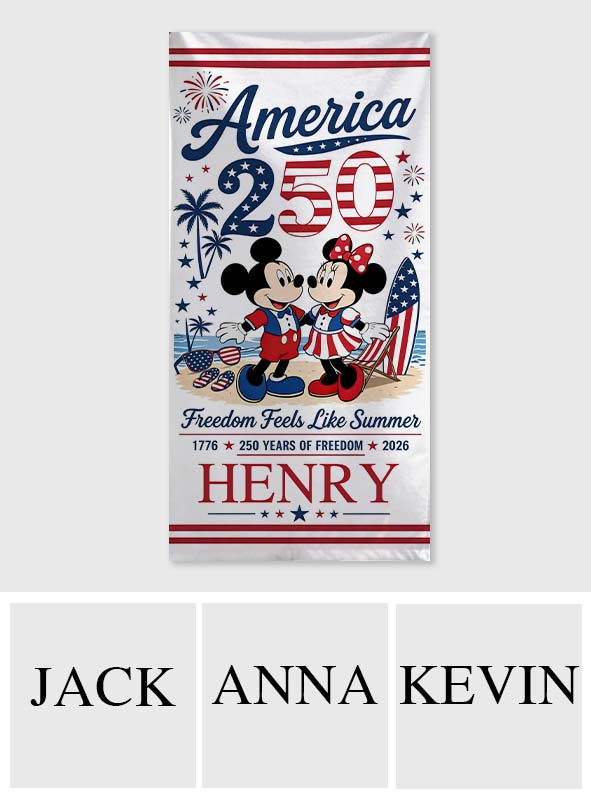 Freedom Feels Like Summer - Personalized Mouse Quick-dry Beach Towel/ Bath Towel
