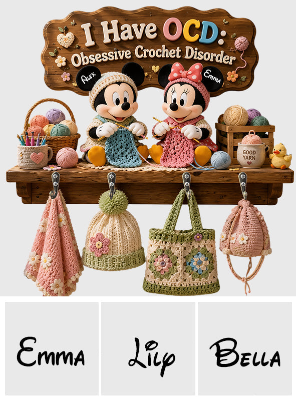 Cartoon Mouse, Crochet Lovers - Personalized Crocheting Custom Shaped Hanging Rack