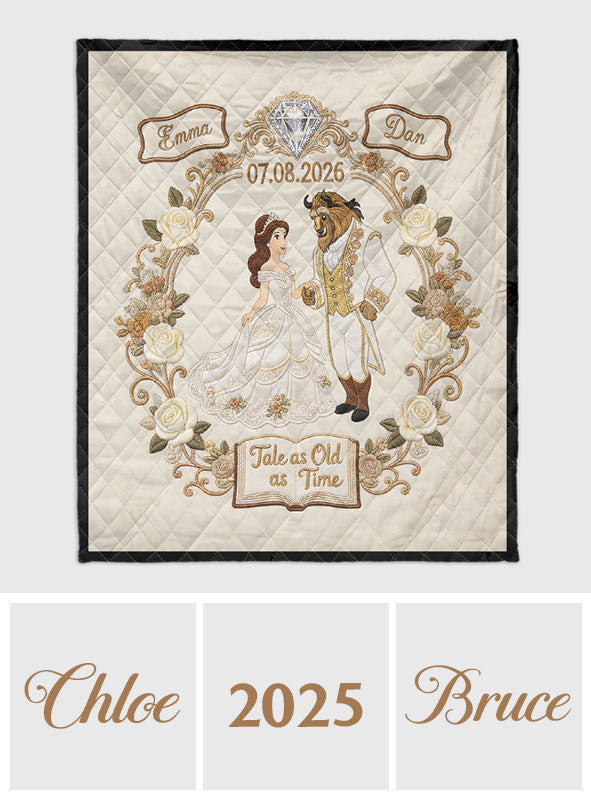 Fairy Tale Couple Tale As Old As Time - Personalized Beauty And The Beast Quilt