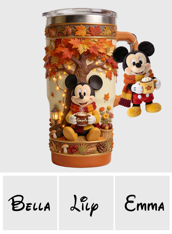 Fall Vibes - Personalized Mouse Tumbler With Plush Charm