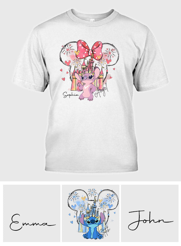 Mouse Ear Monster Boy And Girl Bow Angel - Personalized Ohana T-shirt And Hoodie