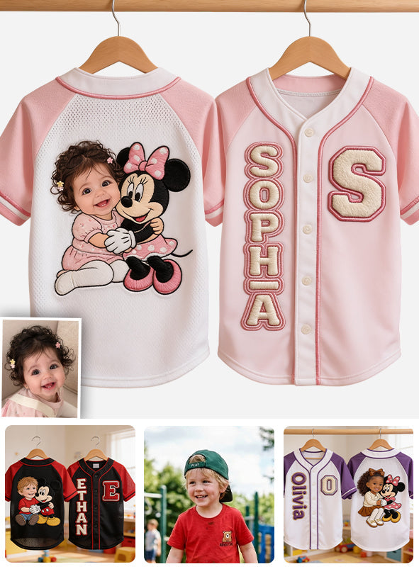 Any Photo, Any Character - Gift For Kids - Personalized Mouse Baseball Jersey