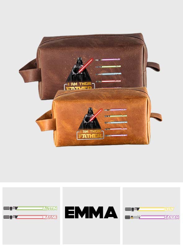 I Am Their Father - Personalized The Force Leather Toiletry Bag