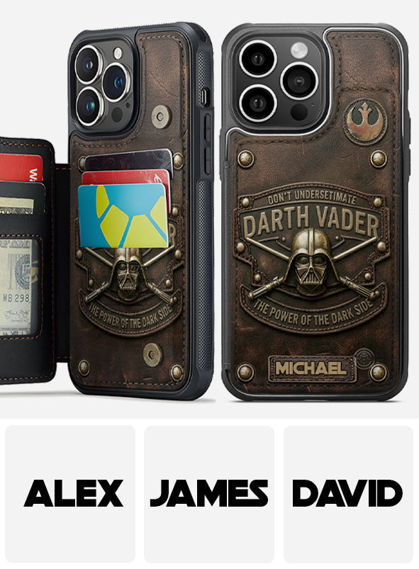 The Power Of The Dark Side - Personalized The Force Fully Printed Wallet Phone Case