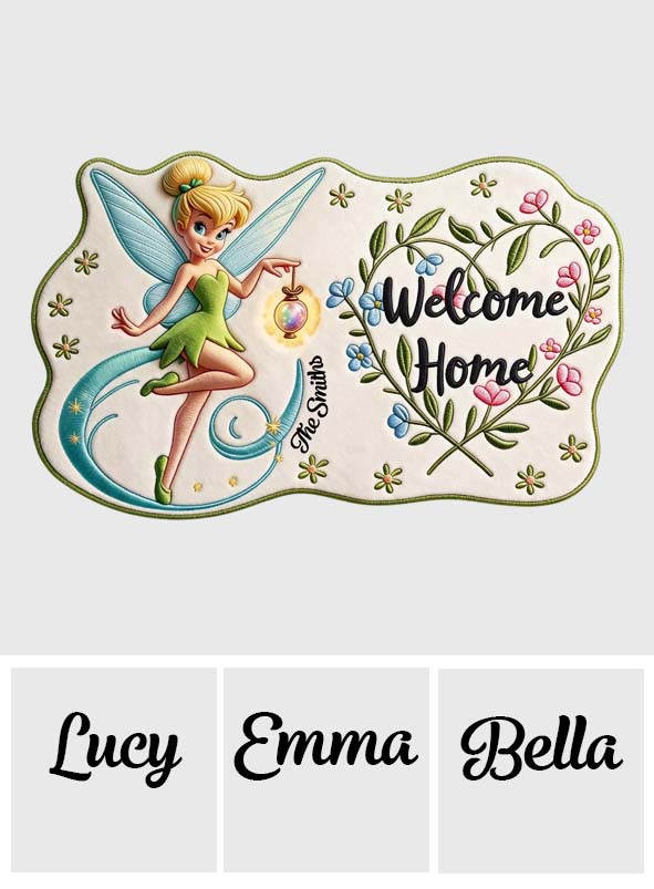 Pixie Dust - Personalized Flying Fairy Shaped Doormat/ Rug
