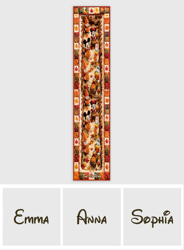 Autumn Vibes, Cartoon Mouse Fans Gift - Personalized Mouse Table Runner
