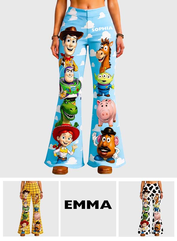 The Story of The Toys - Personalized Movie For Kids Flare Leggings