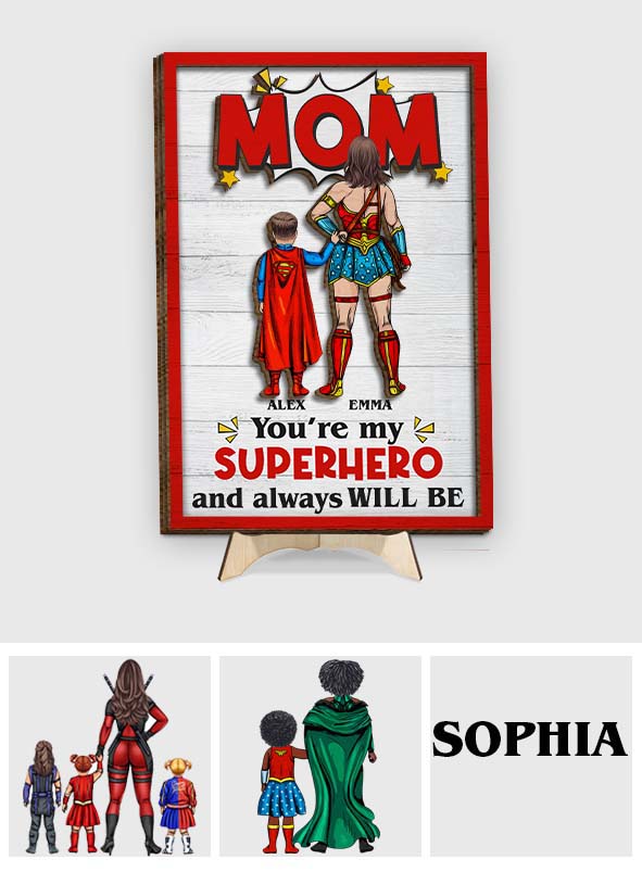 Super Mom - Personalized Mother 2 Layered Wood Sign / Wood Plaque