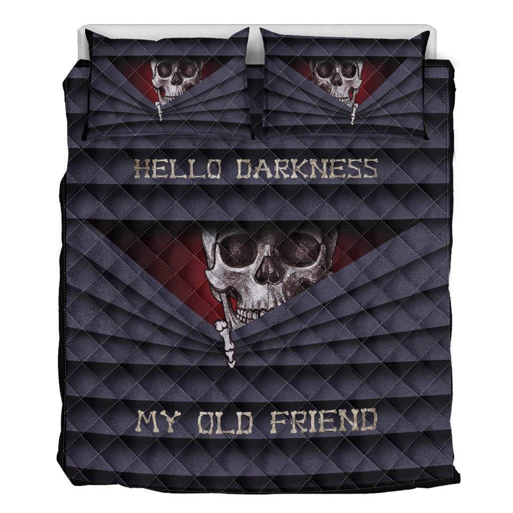 Hello Darkness My Old Friend Skull Quilt Set 0622