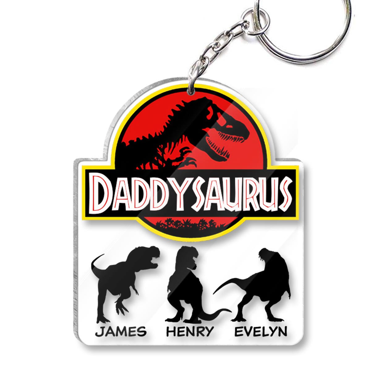 Daddysaurus - Personalized Father Transparent Keychain