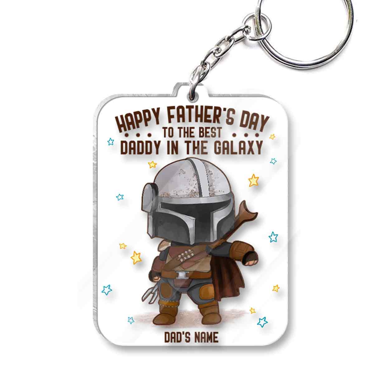 Best Daddy In The Galaxy - Personalized Father Transparent Keychain