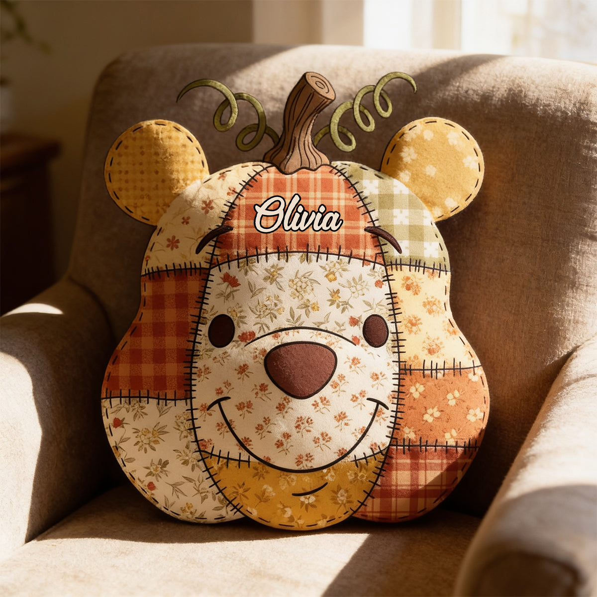 Honey Bear - Personalized Yellow Bear Premium Faux Fur Pillow