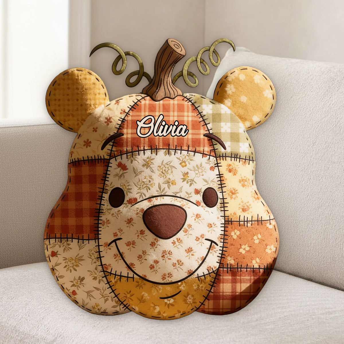 Honey Bear - Personalized Yellow Bear Premium Faux Fur Pillow