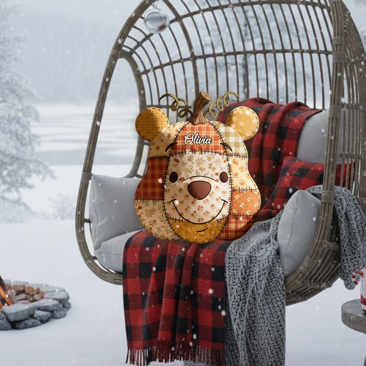Honey Bear - Personalized Yellow Bear Premium Faux Fur Pillow